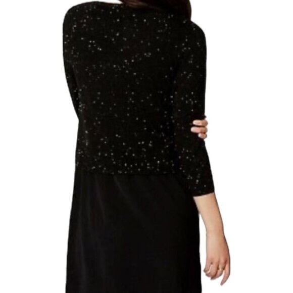Loft NWT $89 Black Mixed Media Pullover Sweater Dress, 3/4-Sleeve Women's Size M - Picture 11 of 12